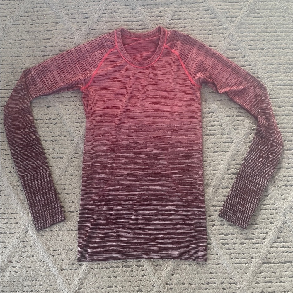 Lululemon Red and Black Long Sleeve Top size small
